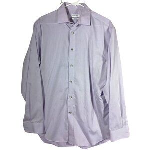 Calvin Klein Mens Performance Non-Iron Dress Shirt Size 16 34/35 Lavender Purple